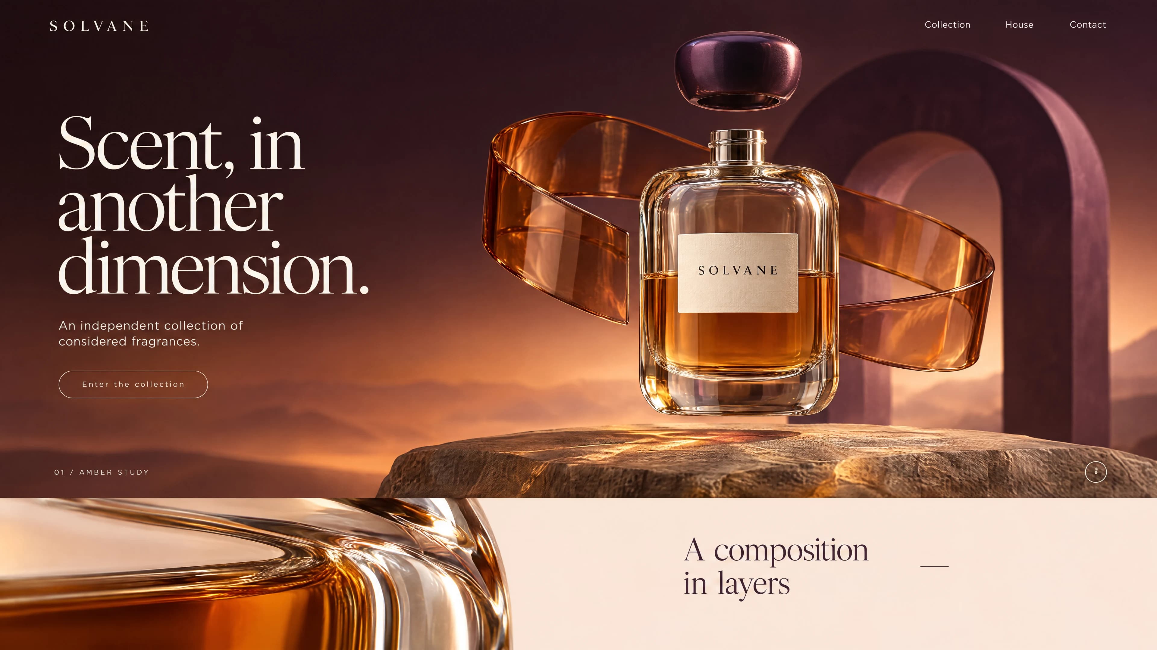 SOLVANE: visuelle Website-Konzeptstudie für Parfum & interaktives Produktdesign