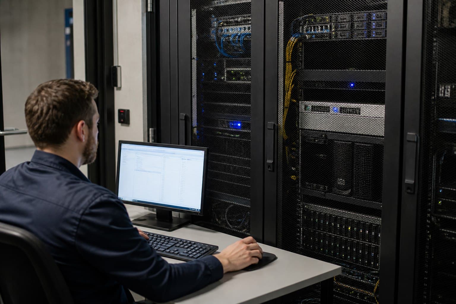 Administrator bei der Prüfung eines Servers für hybride Identitätssynchronisierung