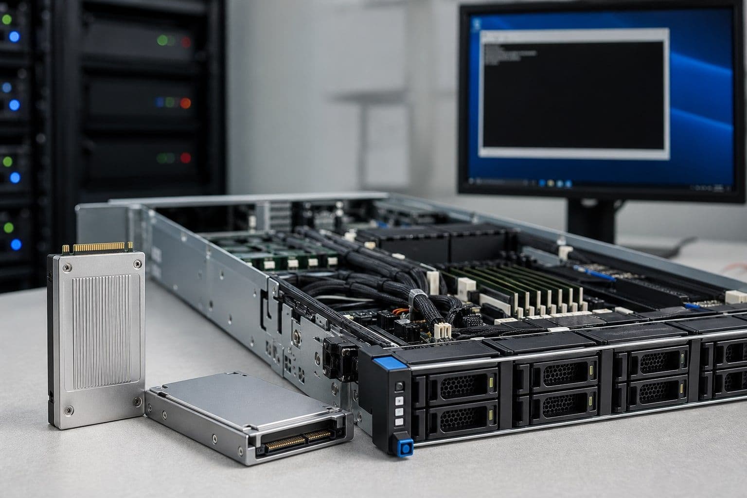 Enterprise-NVMe-Laufwerke und Serverchassis für Speichertests unter Windows Server