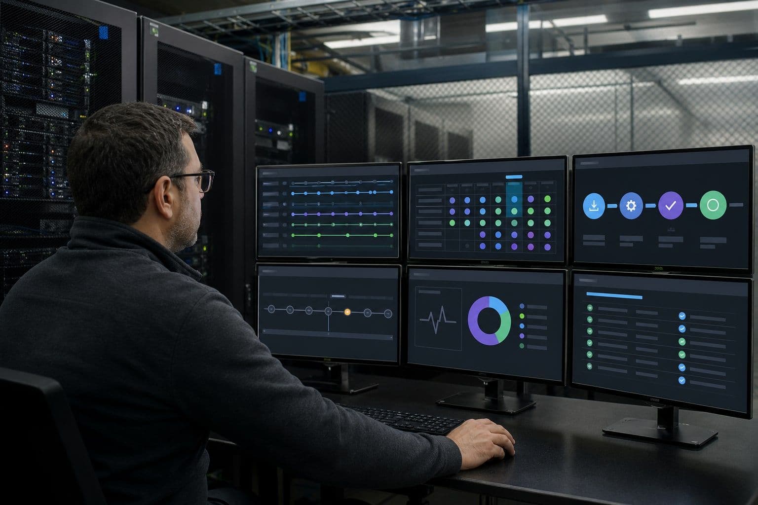Windows-Server-Administrator bei der Prüfung von Hotpatch- und Baseline-Monaten