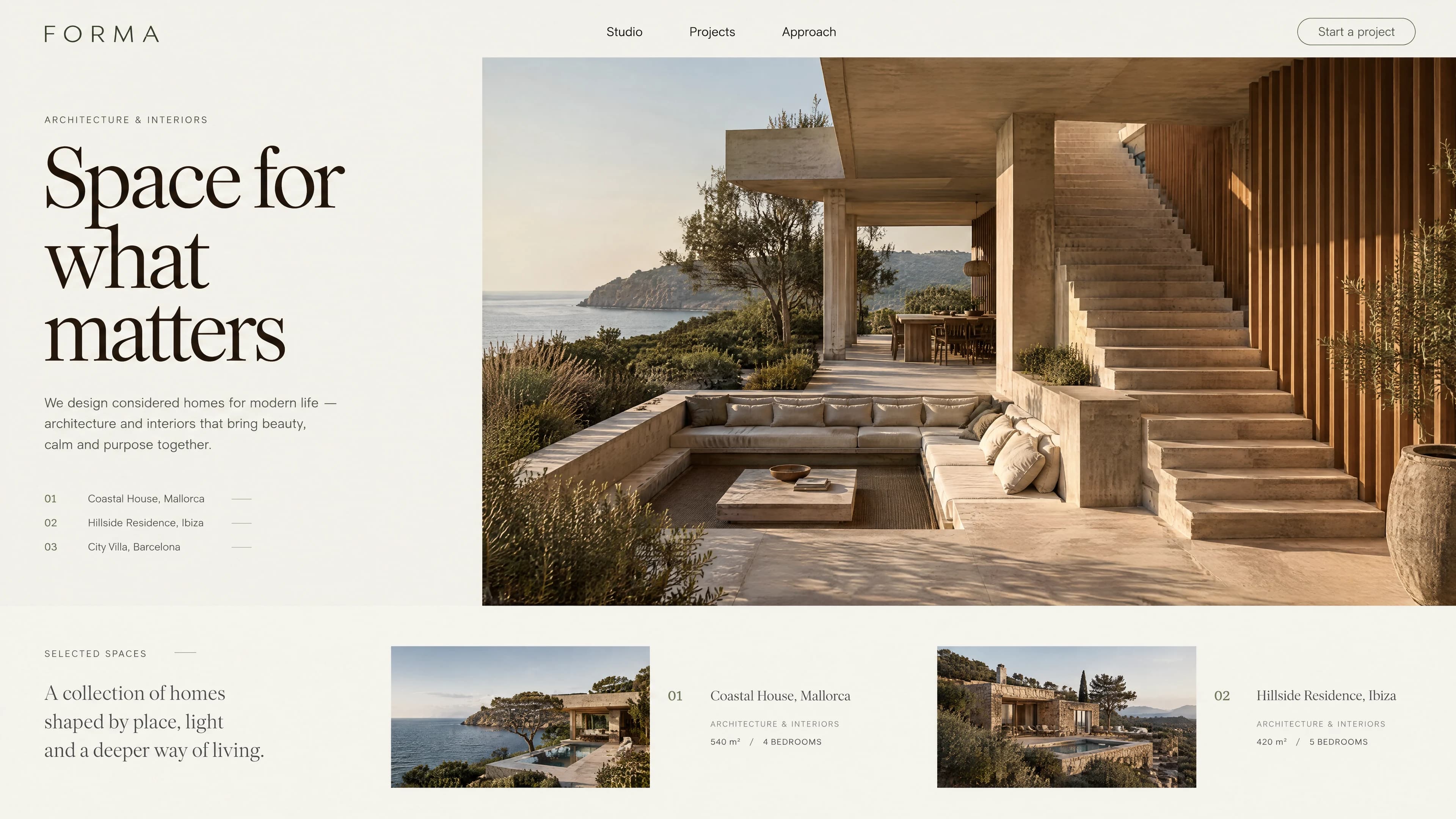 FORMA: visuelle Website-Konzeptstudie für Architektur & Interior
